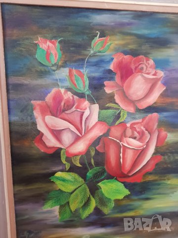 Голяма картина масло / платно 1971 година., снимка 2 - Антикварни и старинни предмети - 35219348