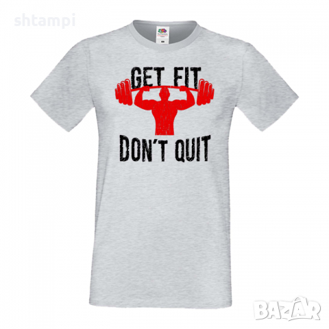 Мъжка тениска Get Fit Don't Quit Фитнес тениска Gym,спорт,Щанги,Тренировки,Спортуване,Gym., снимка 3 - Тениски - 36507019