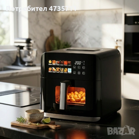 Еърфрайър Oliver Voltz OV51980CF, 1800W, 8 литра, Двоен нагревател, 12 Програми, LED дисплей и прозо, снимка 2 - Други - 54091784