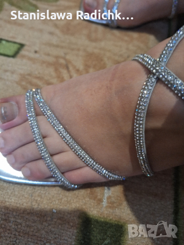 Продавам официалени сребърни сандали 42 размер, снимка 4 - Сандали - 44636674