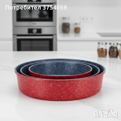 Кръгла тава за печене Oliver Voltz OV54322B28/30/32 см – керамично-мраморно покритие, снимка 4 - Съдове за готвене - 53076299