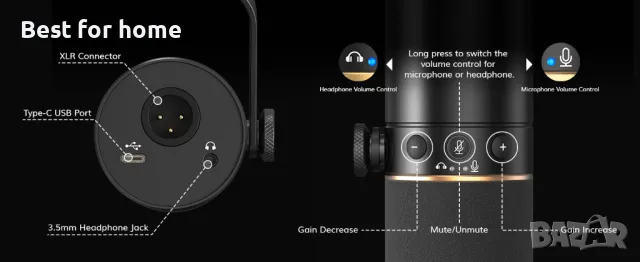 Динамичен микрофон TONOR TD510 USB/XLR, снимка 8 - Микрофони - 50158315
