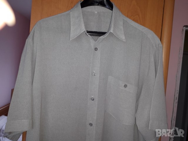 Мъжка риза с къс ръкав светлосива голям размер, снимка 5 - Ризи - 29143050