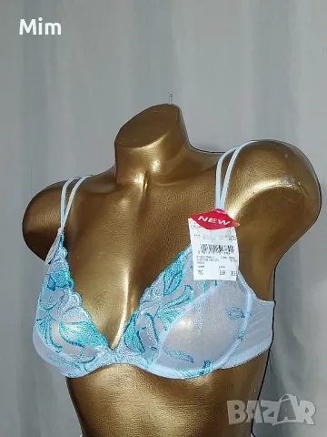 After Eden 75 С Светло син прозрачен сутиен с бродерия , снимка 3 - Бельо - 48672378