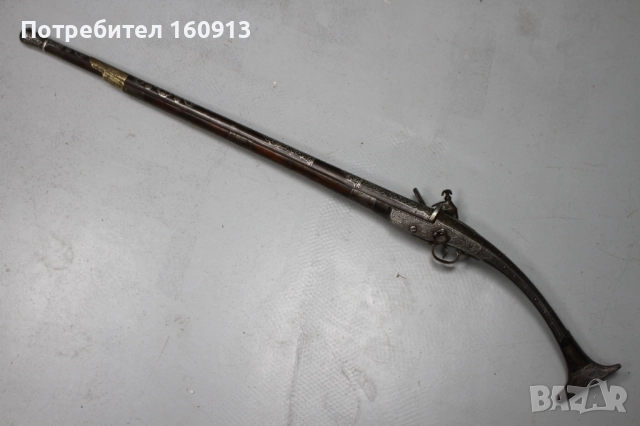 Рядка къса кремъчна пушка Арнаутка кремъклийка с интересна цев., снимка 4 - Антикварни и старинни предмети - 51626413
