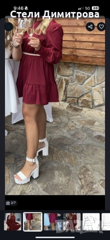 Рокля /Л/ Бордо, снимка 3 - Рокли - 52300867