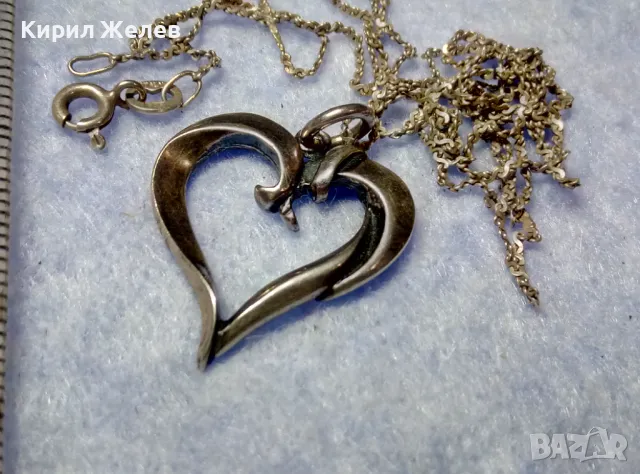 АР НУВО СРЕБЪРЕН ПЕНДАНТ СЪРЧИЦЕ ЛАКИРАНО СРЕБРО ВИСОКА ПРОБА с НЕЖНА 925 СРЕБЪРНА ВЕРИЖКА 35444, снимка 6 - Антикварни и старинни предмети - 50417137