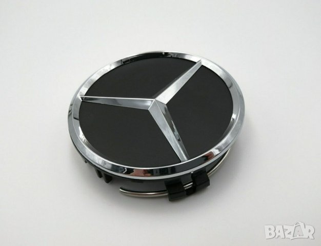 капачки за джанти за мерцедес Mercedes 75мм черни гланц хром 4 броя, снимка 4 - Аксесоари и консумативи - 40264040