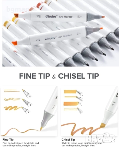 Ohuhu Oahu Art Markers Set-перманентни маркери, комплект 40 цвята, снимка 6 - Ученически пособия, канцеларски материали - 52183685