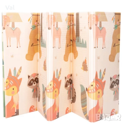 Двулицев образователен детски килим Горски животни 180 х 200 см - водоустойчив, сгъваем, снимка 7 - Килими - 53991823