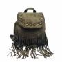 Велурена дамска раница с ресни и метални нитове – бохо стил и практичност, снимка 3