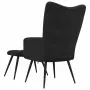 vidaXL Релаксиращ фотьойл с табуретка, черен кадифе, снимка 5