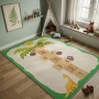 Детски килим за игра 120х160см - Бял килим с динозавър и дама-палма, противоплъзгащ и миещ се, снимка 6