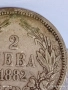 Сребърна монета 2 лева 1882г. Княжество България рядка добро състояние за КОЛЕКЦИЯ 26905, снимка 3