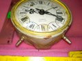 JANTAR MADE in USSR Стар РУСКИ БУДИЛНИК МЕХАНИЧЕН НАСТОЛЕН ЧАСОВНИК ЯНТАР СССР 43630, снимка 13