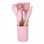 Комплект тенджери + подарък кухненски прибори розов, черен или зелен цвят , снимка 3