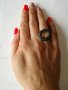 Елегантен сребърен пръстен с черни  цирконий .Сребро проба 925 , снимка 1 - Пръстени - 38635648