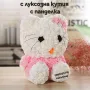 Котка от рози-40 см./Hello Kitty от рози в луксозна кутия с панделка , снимка 1