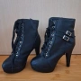 Пънк/готик черни боти на високи токове, снимка 4