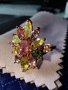 Елегантен Сребърен 925 Пръстен с позлата и натурални Турмалини!, снимка 2