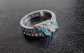 Нежен дамски пръстен с аквамарини и топази, снимка 5