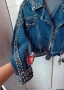 Ефектно яке от деним с камъни и капси, снимка 7