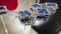 Van Cleef & Arpels VCA 5 Motifs Silver Blue Pietersite Vintage Alhambra Дамска Гривна, снимка 7