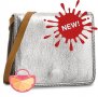 ПРОМО 🍊 CLARKS 🍊 Малка дамска чанта от ест. кожа и велур с метален ефект нова с етикети
