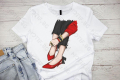 Дамска тениска Motif с цветна щампа жена / Мода/ Fashion Girl / shoes, снимка 1 - Тениски - 44811906
