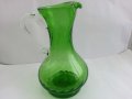 Стара стъклена кана цветно зелено стъкло, снимка 13