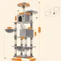 Драскалка за котки Light Gray 206 см – XXL катерушка с 2 къщички, хамак и площадки, снимка 1