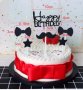 Happy Birthday мустак папионка черен картон клечки топер украса декор парти, снимка 1 - Други - 29792914