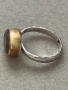 Уникален сребърен пръстен с позлата и естеств. камък , снимка 4