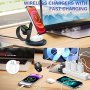 Нова 3 в 1 Нова стойка зарядно за телефон слушалки часовник Магнитна станция iPhone iWatch, снимка 4
