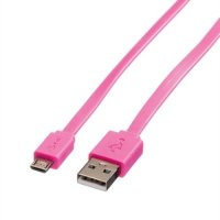 Кабел USB-A към Micro USB-B 2.0 Roline 11.02.8762 Розов 1м, USB-A to Micro USB-B M/M, снимка 2 - USB кабели - 31301397