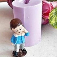 3D Право момче цилиндър силиконов молд форма фондан гипс свещ декор, снимка 1 - Форми - 38430122