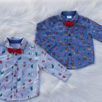 Коледна риза с папионка F&F за бебе 9-12 месеца, снимка 3 - Бебешки блузки - 35010487