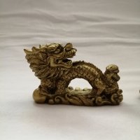 Комплект сувенири статуетки китайски дракони в бронзов цвят, снимка 5 - Статуетки - 44466254