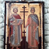 Икона на Св. св. Константин и Елена, 23.5/31.5 см, уникат, снимка 1 - Икони - 36830690