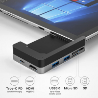 Докинг станция BYEASY Surface Pro 7, 6-в-1,  4K HDMI, PD 60W Type-C, SD/TF четец на карти, 2 USB 3.0, снимка 2 - Други - 36489412