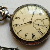 Сребърен джобен часовник Омега, снимка 3 - Джобни - 42344298