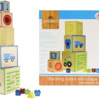 Образователна игра за сортиране на блокчета Toi-Toys кубчета с различни размери, дърво, многоцветна, снимка 3 - Образователни игри - 42446628