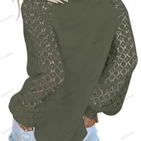 Дамски лек пуловер с дълги ръкави и дантелено деколте, 5цвята - 023, снимка 8 - Блузи с дълъг ръкав и пуловери - 39470757