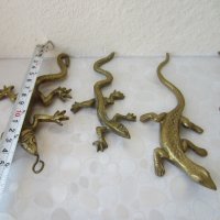 4 бр колекция гущер саламандър влечуго рептилия месинг бронз метал, снимка 8 - Статуетки - 29741896