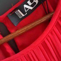 Червена солей, плисирана рокля Л ХЛ размер , снимка 10 - Рокли - 42655452