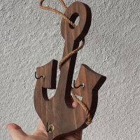 Стенна дървена закачалка за ключове, дърво котва, морска, снимка 9 - Други - 39886951