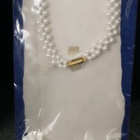 Колие и гривна елегантни от бели изкуствени перли, снимка 2 - Колиета, медальони, синджири - 37574955