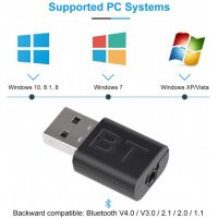 Bluetooth USB Аудио приемник - предавател 2 в 1 мини, 3.5mm жак, снимка 4 - Bluetooth слушалки - 29886453