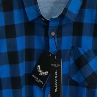 Мъжка памучна риза каре Brave soul, размери - M и L.            , снимка 1 - Ризи - 39268444