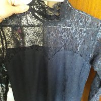Дамско финно поло дълъг ръкав с дантели, снимка 1 - Блузи с дълъг ръкав и пуловери - 29995577